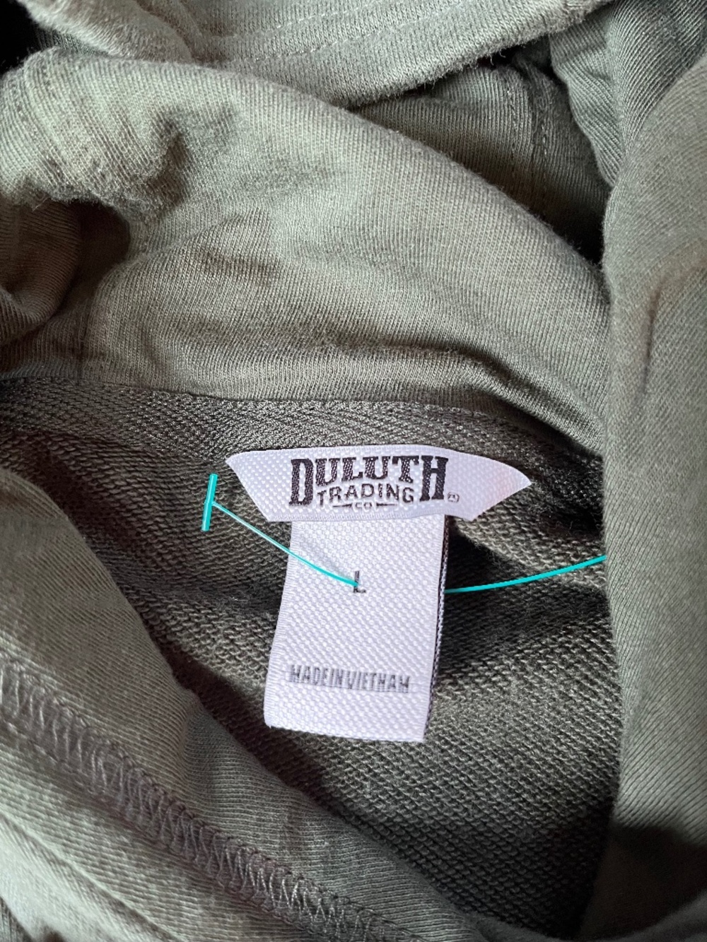 Duluth Trading Co. Women's Lazy French Terry Dress Hooded Size Large Color Green - Picture 6 of 9